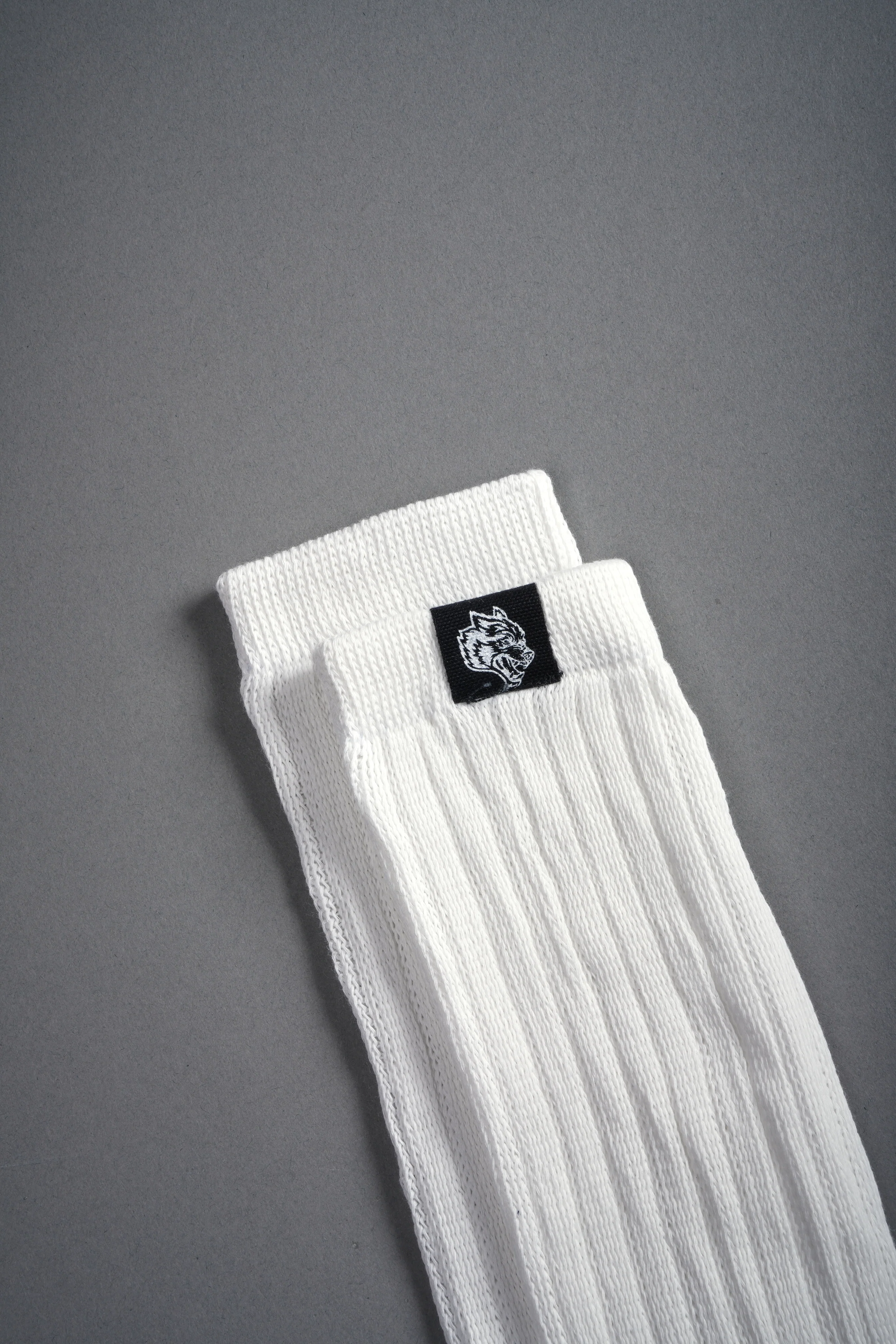 Wolf Patch V2 High Rise Comfy Socks in Cream - Image 2