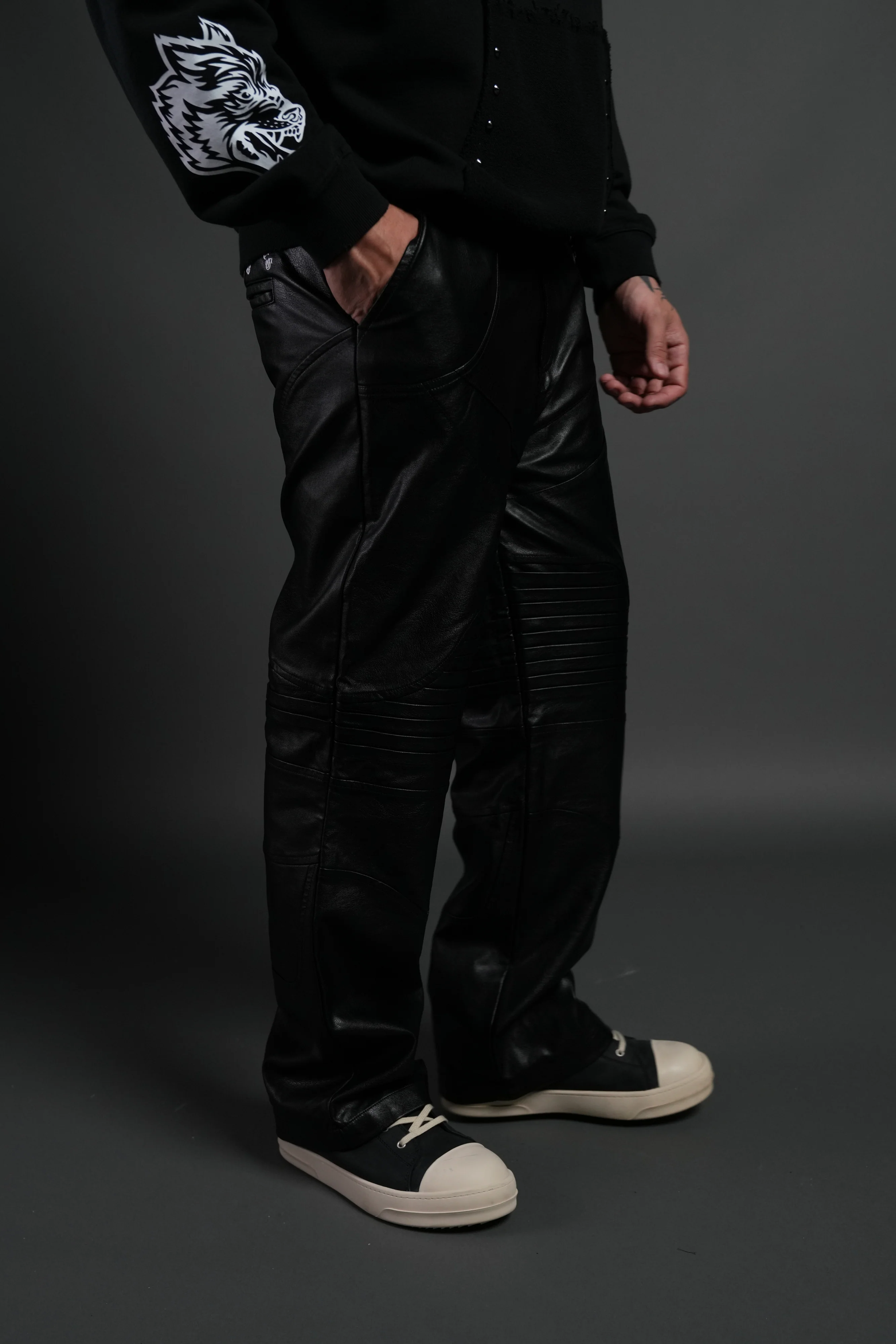 Wolves Chopper McKagan Faux Leather Pants in Black - Image 5