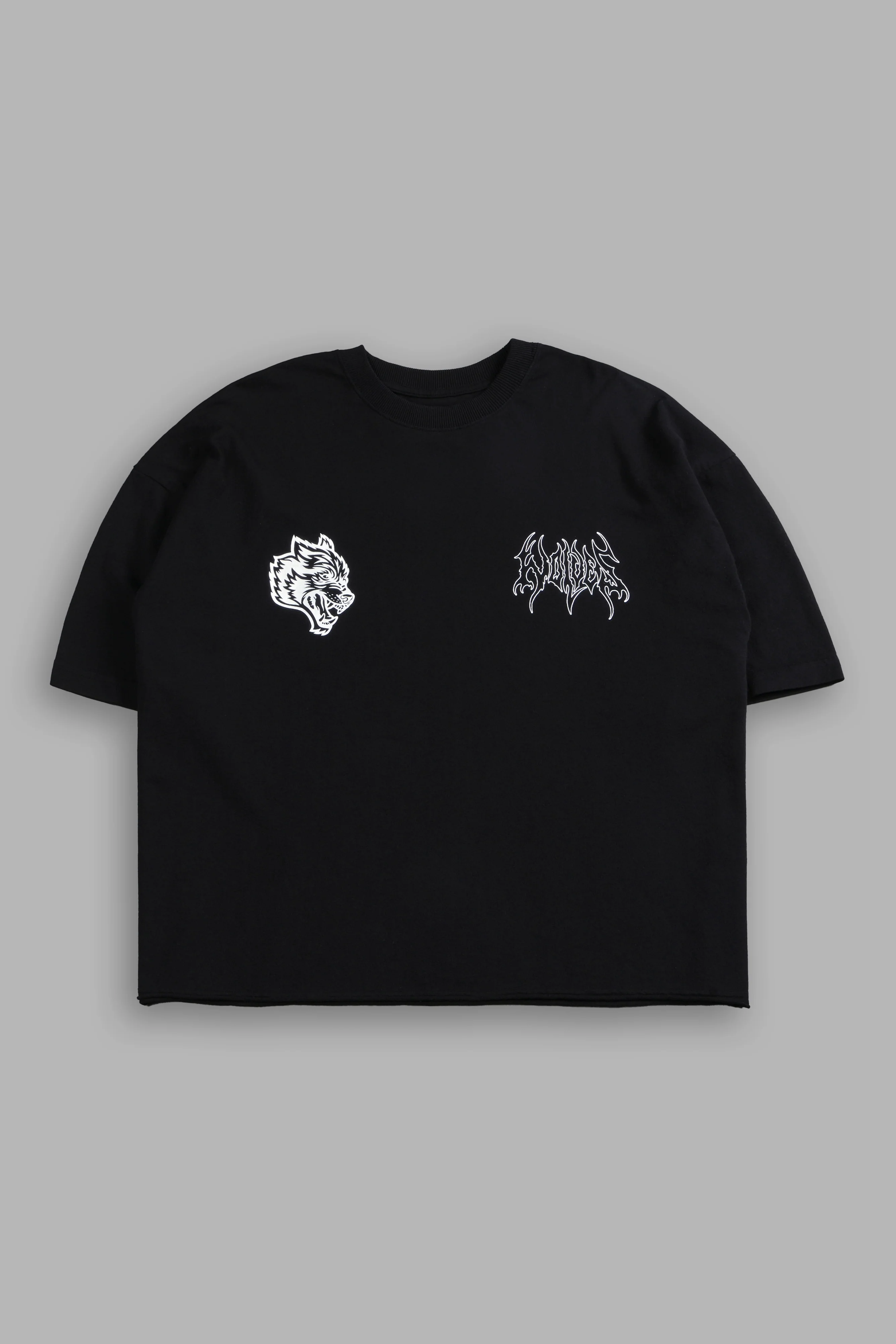 Wolves Hesh FRVR Grunge Raw Hem "Box Cut" Tee in Black