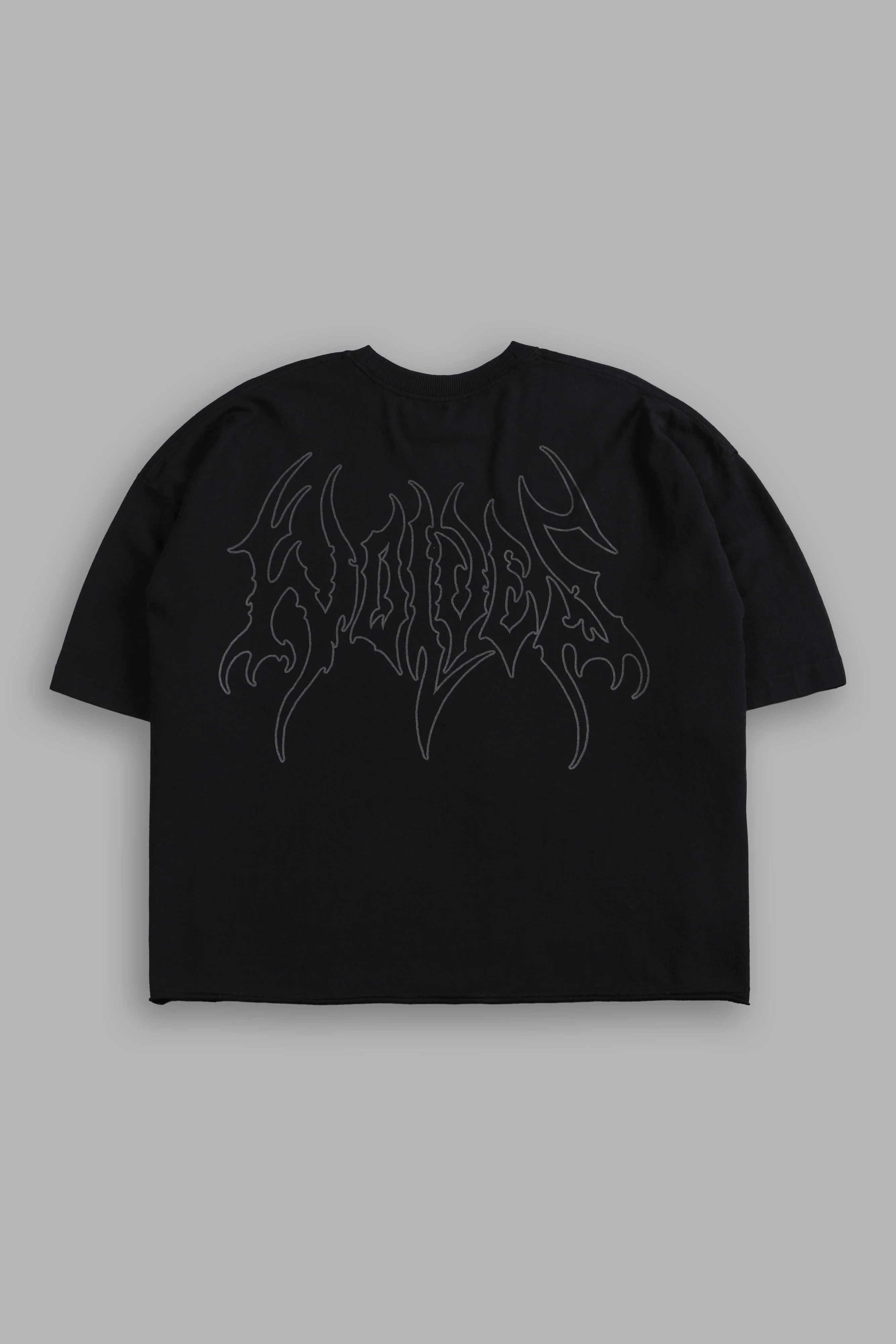 Wolves Hesh FRVR Grunge Raw Hem "Box Cut" Tee in Black - Image 3