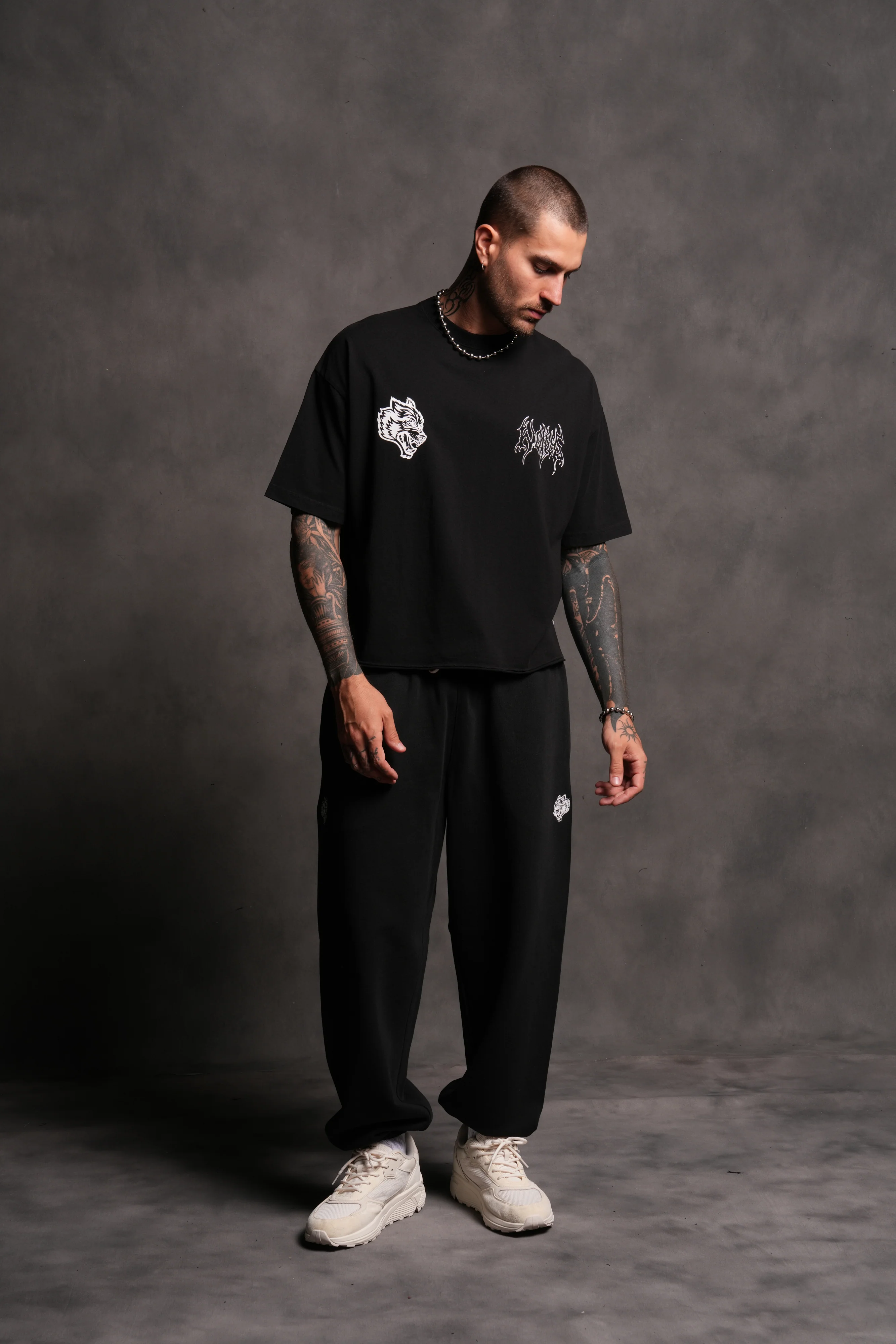 Wolves Hesh FRVR Grunge Raw Hem "Box Cut" Tee in Black - Image 5