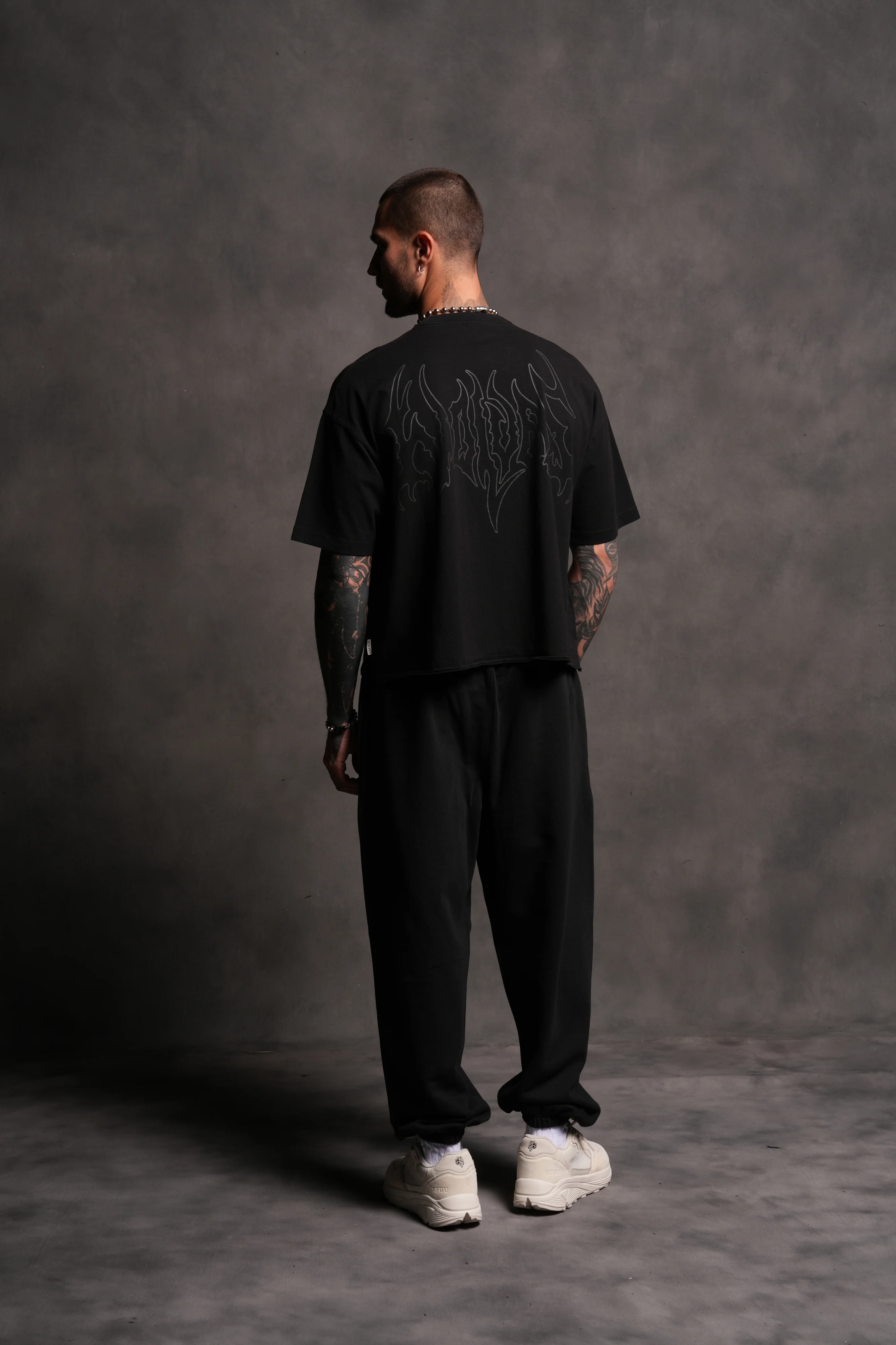 Wolves Hesh FRVR Grunge Raw Hem "Box Cut" Tee in Black - Image 6