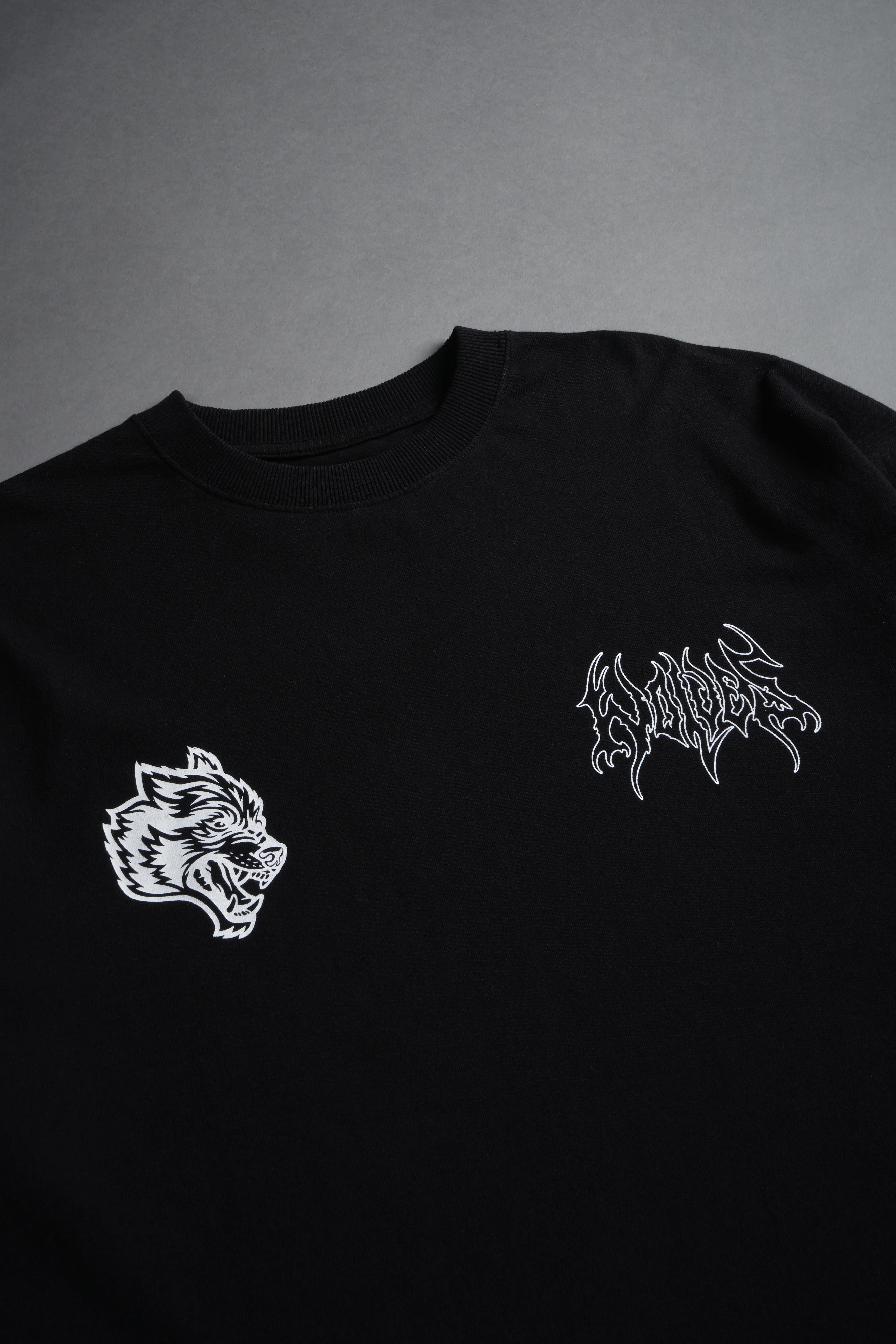 Wolves Hesh FRVR Grunge Raw Hem "Box Cut" Tee in Black - Image 8