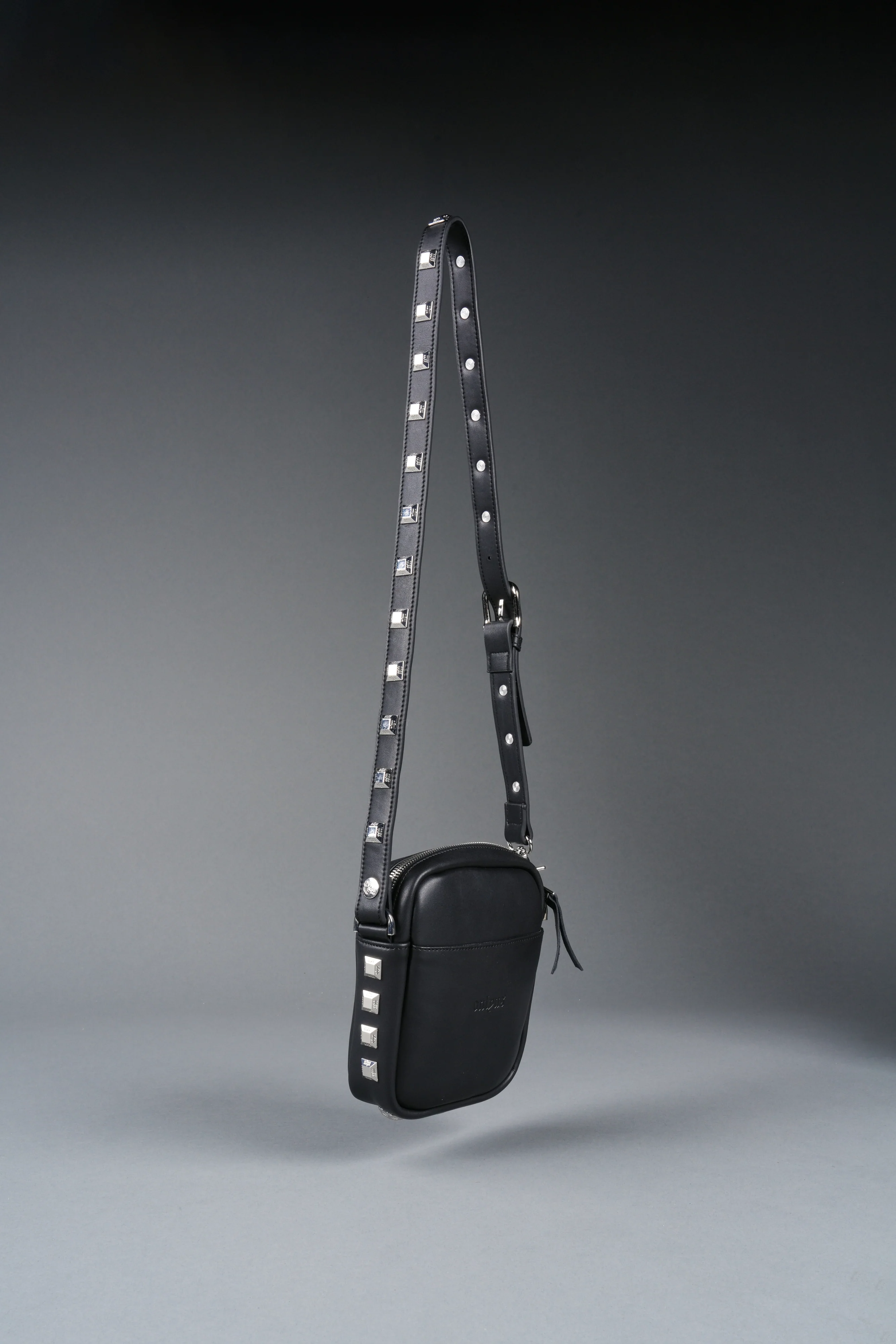Wolves OnlyUs Slim Leather Side Bag in Black - Image 3