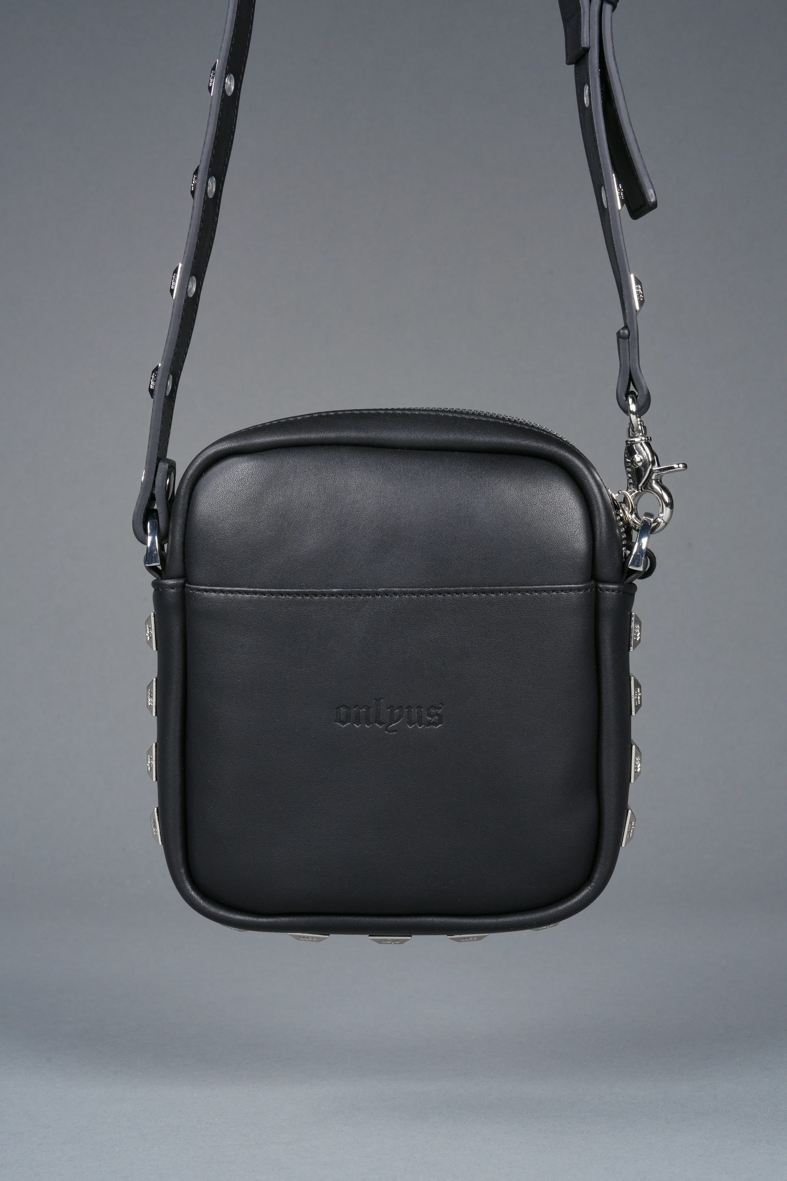 Wolves OnlyUs Slim Leather Side Bag in Black - Image 6