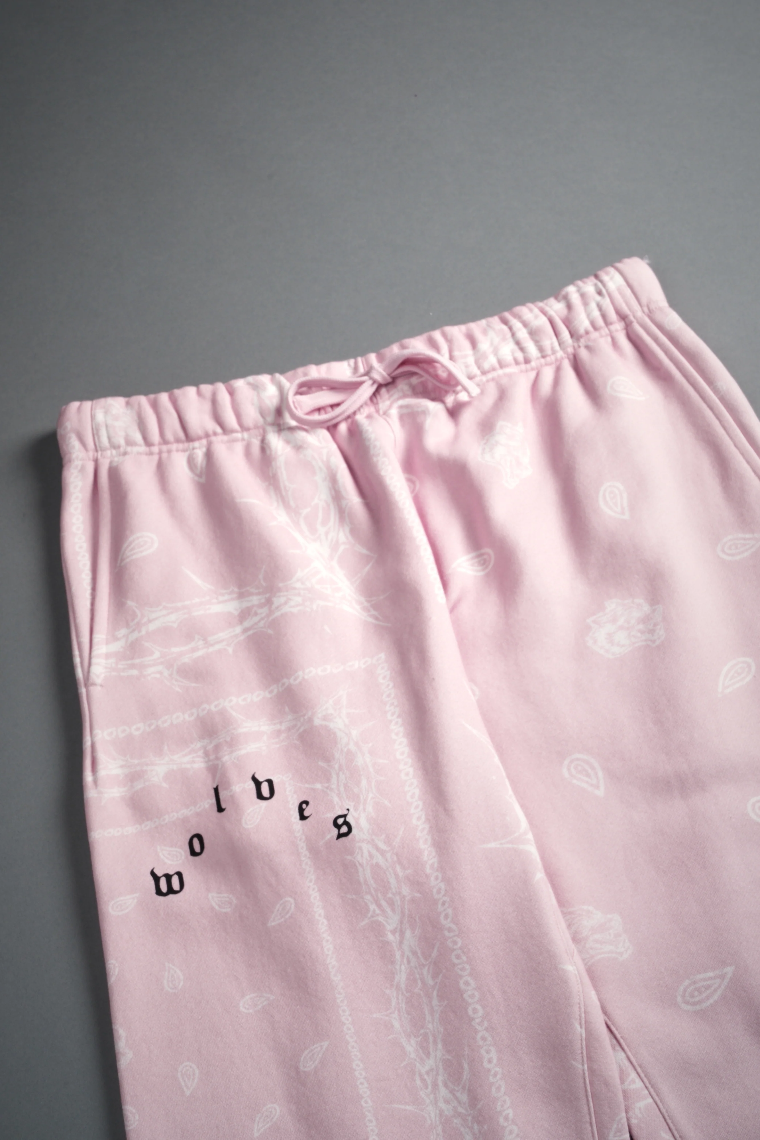 Wolves Pyramid Bigelow Sweat Pants in Blush Pink Thorn Paisley - Image 6
