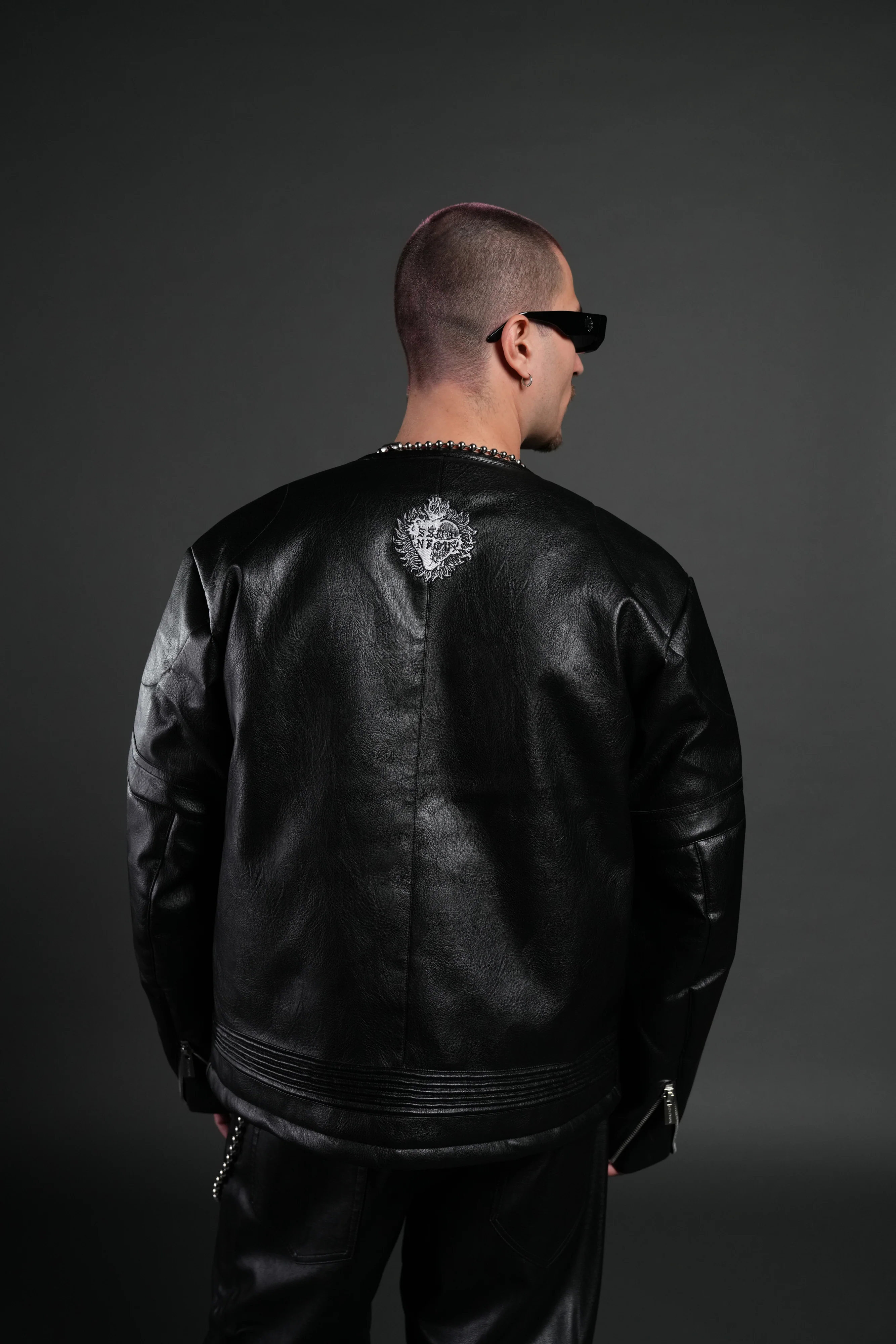 Wolves Pyramid Jesse Biker Jacket in Black - Image 3