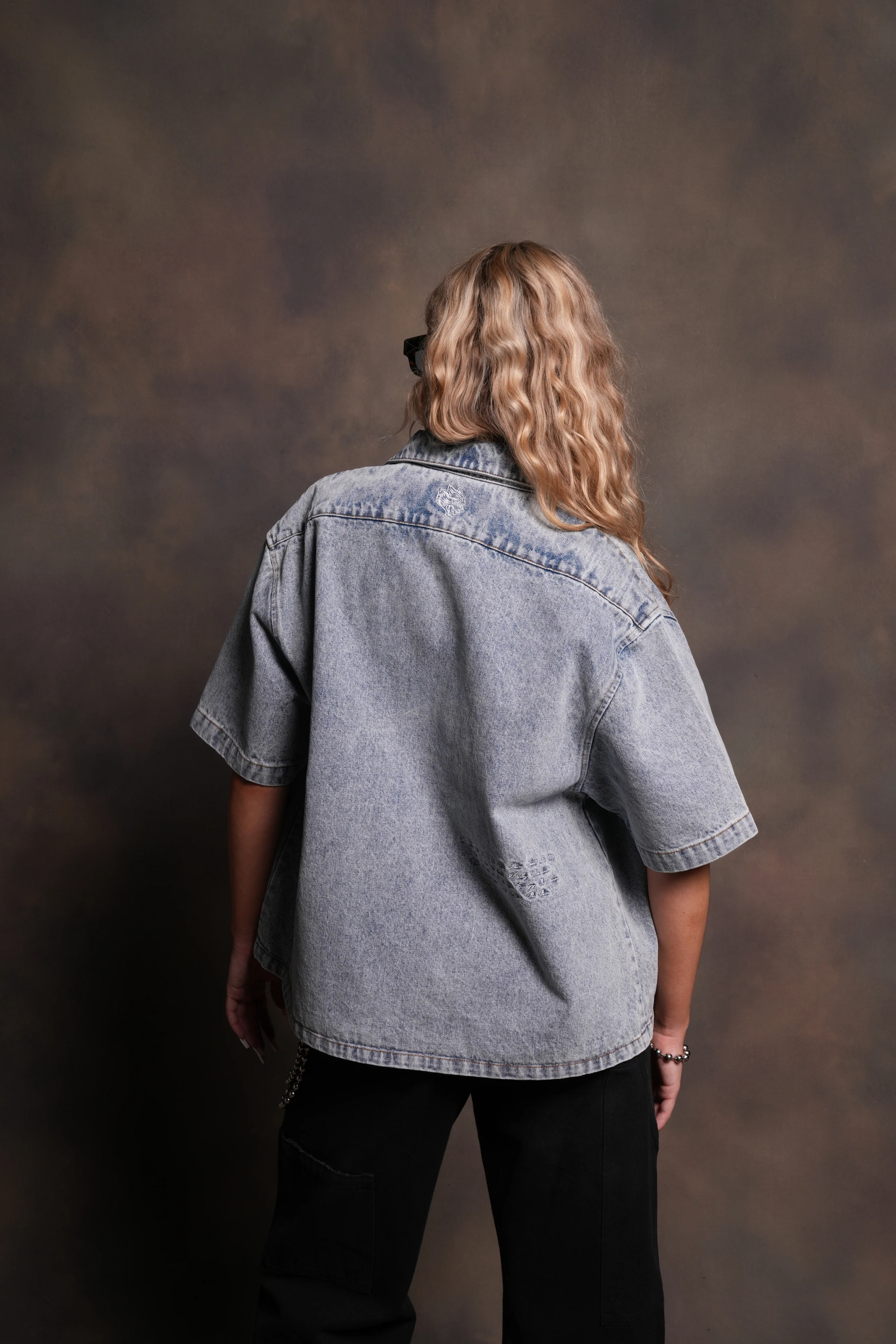 Wolves Ride Denim Vince Shirt in Light Wash - Image 12