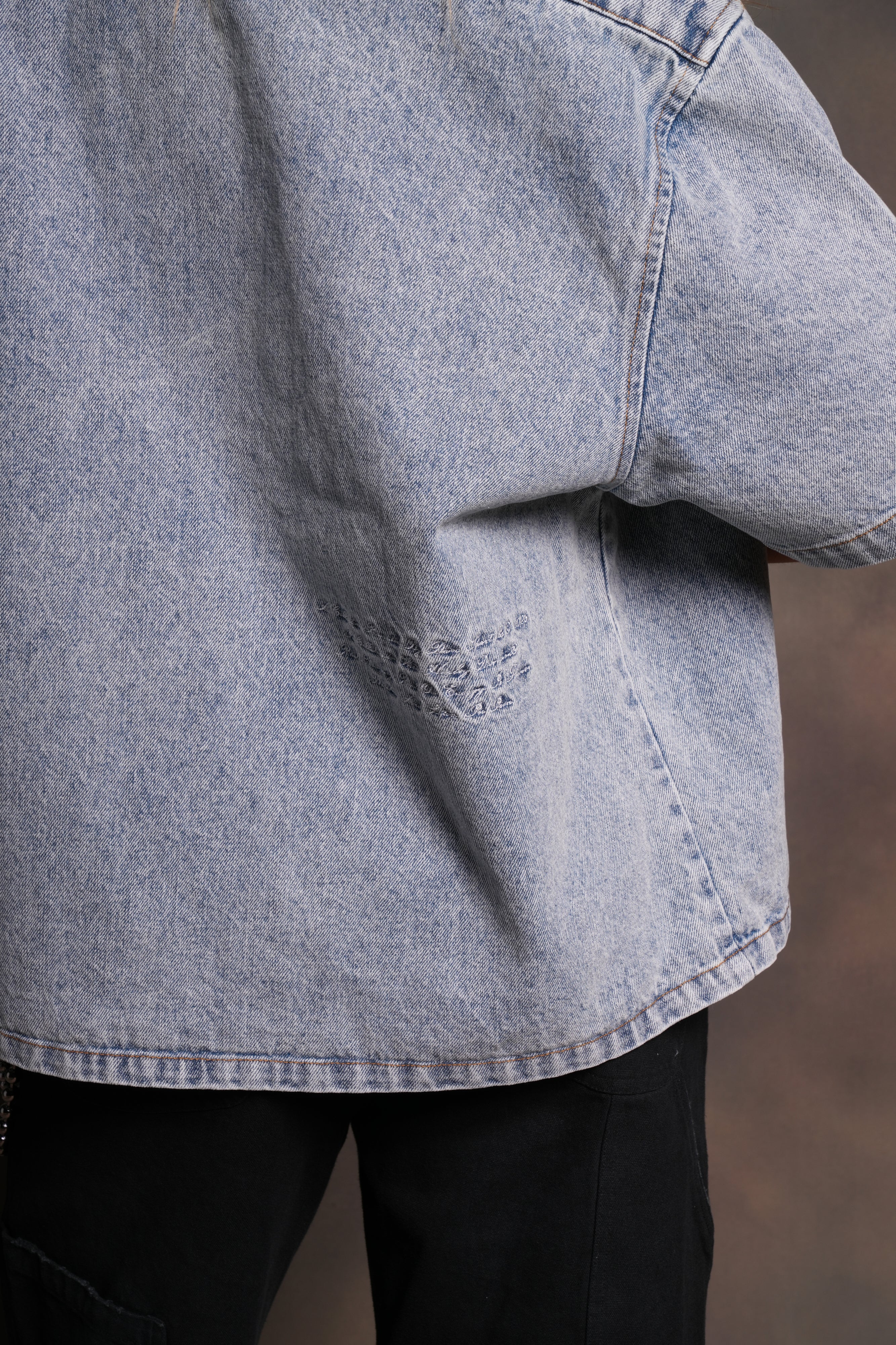 Wolves Ride Denim Vince Shirt in Light Wash - Image 18