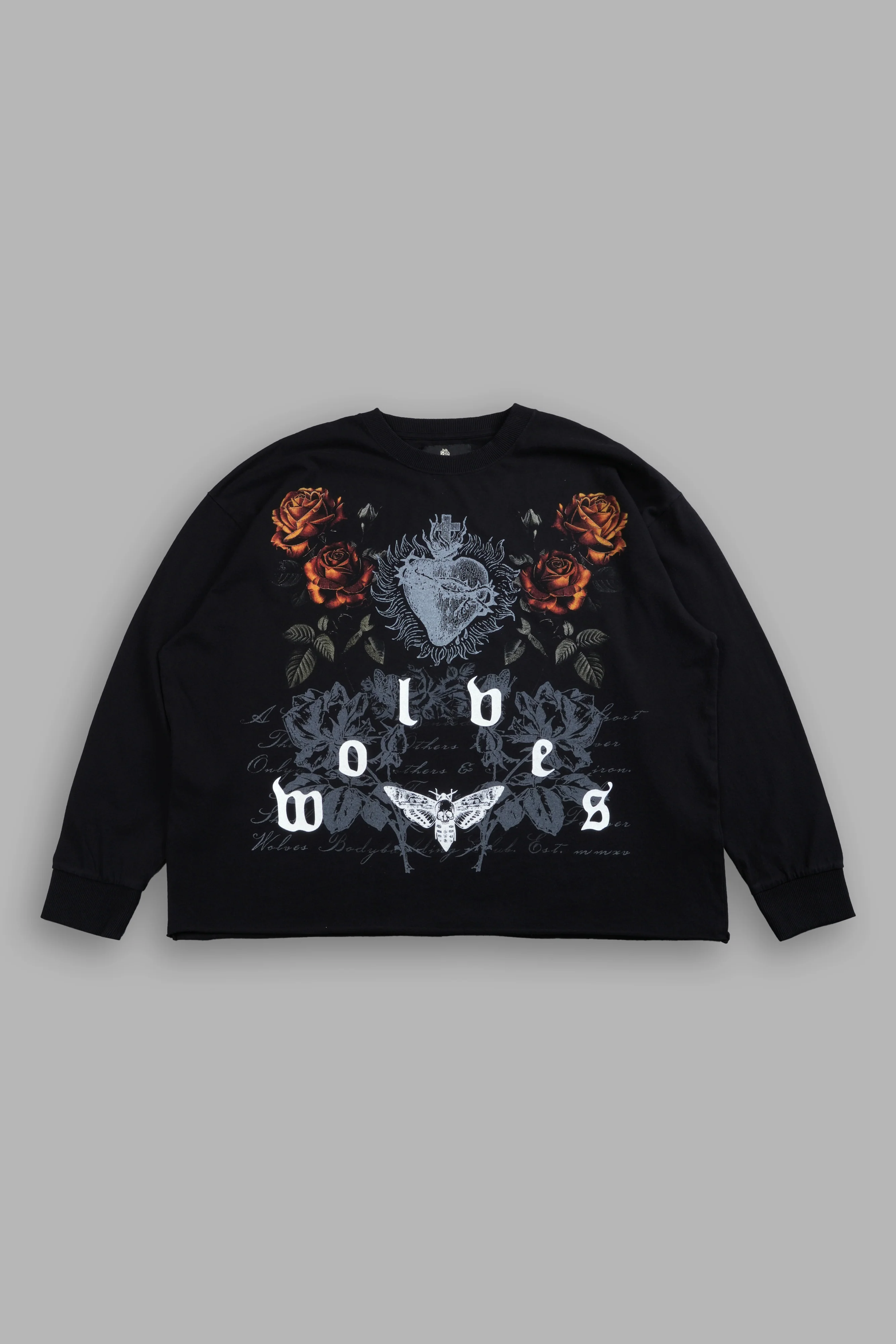 You Are the Reason Grunge Mid-Length Raw Hem LS Tee in Black