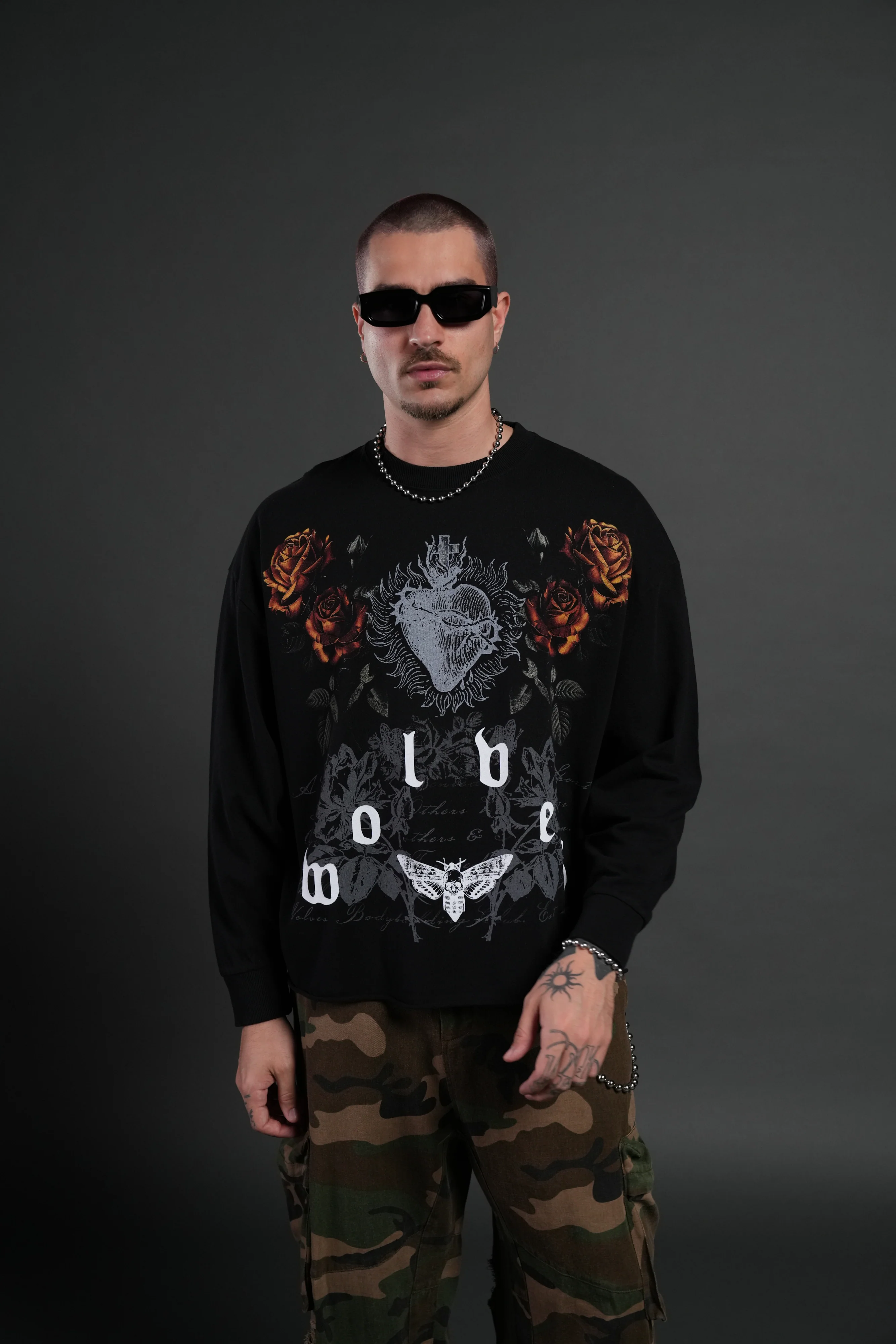 You Are the Reason Grunge Mid-Length Raw Hem LS Tee in Black - Image 4