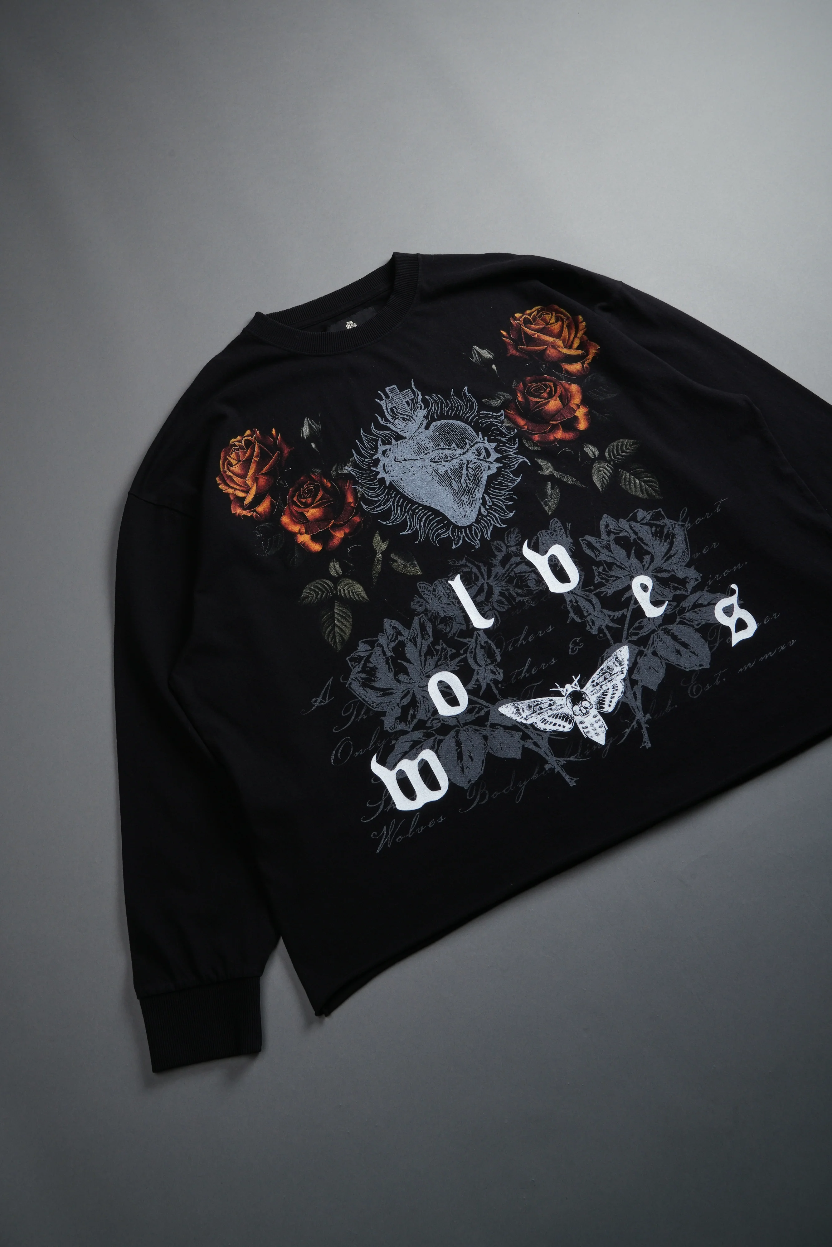 You Are the Reason Grunge Mid-Length Raw Hem LS Tee in Black - Image 7