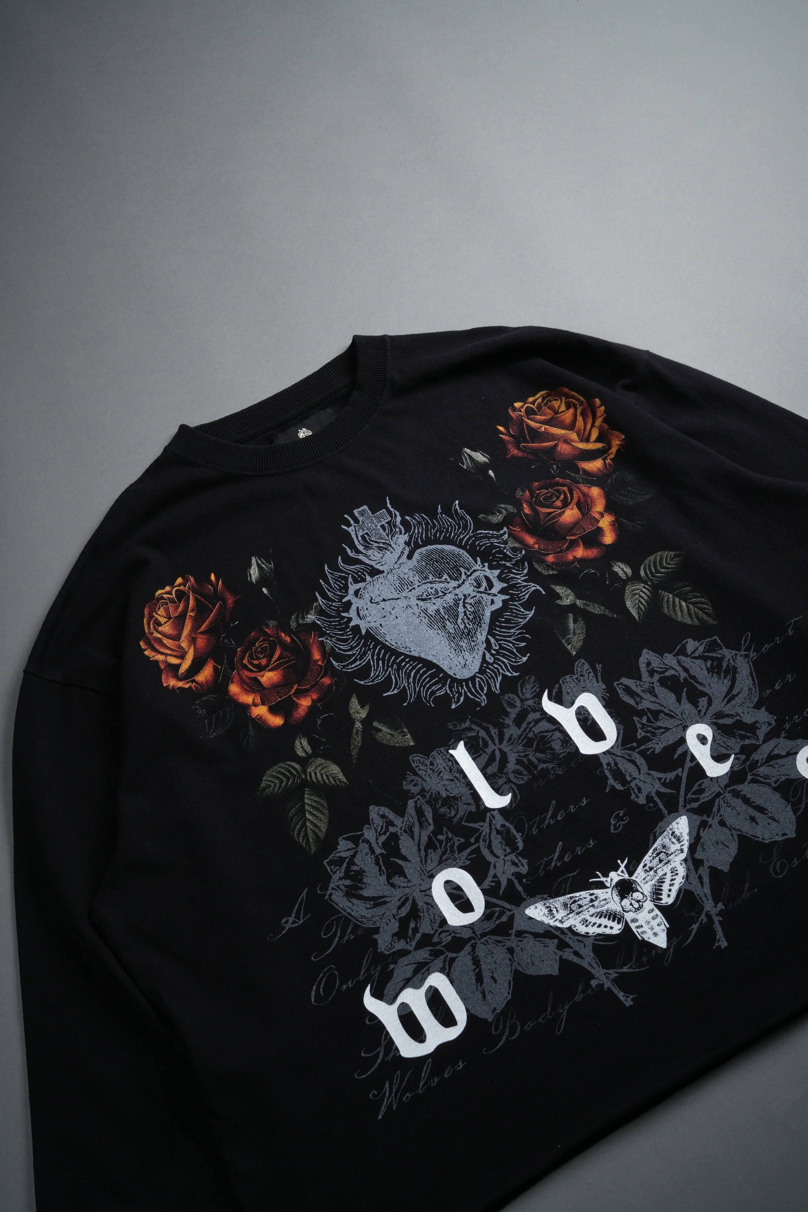 You Are the Reason Grunge Mid-Length Raw Hem LS Tee in Black - Image 8