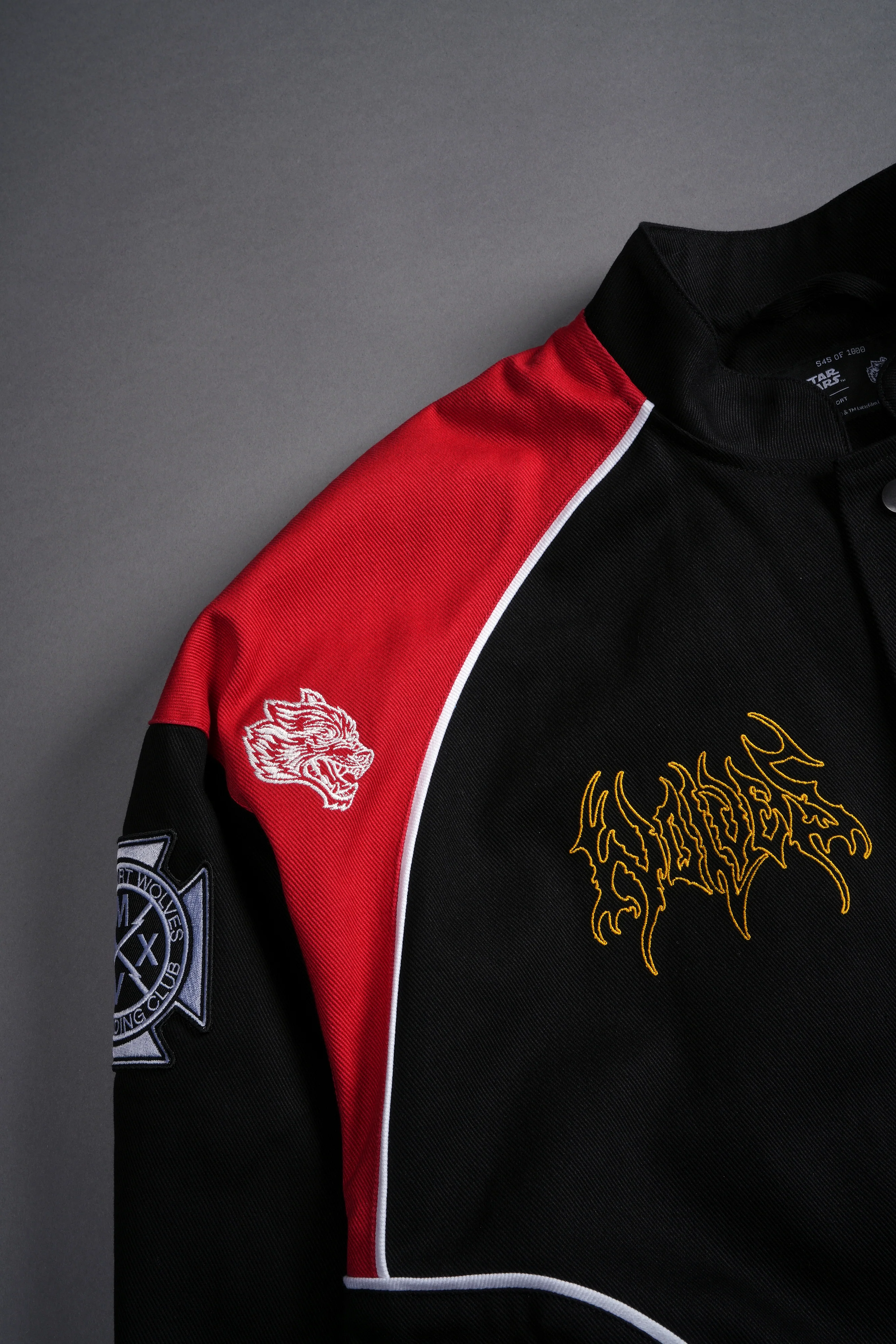 You Underestimate My Power Grit Road Racing Jacket in Black/Red - Image 14