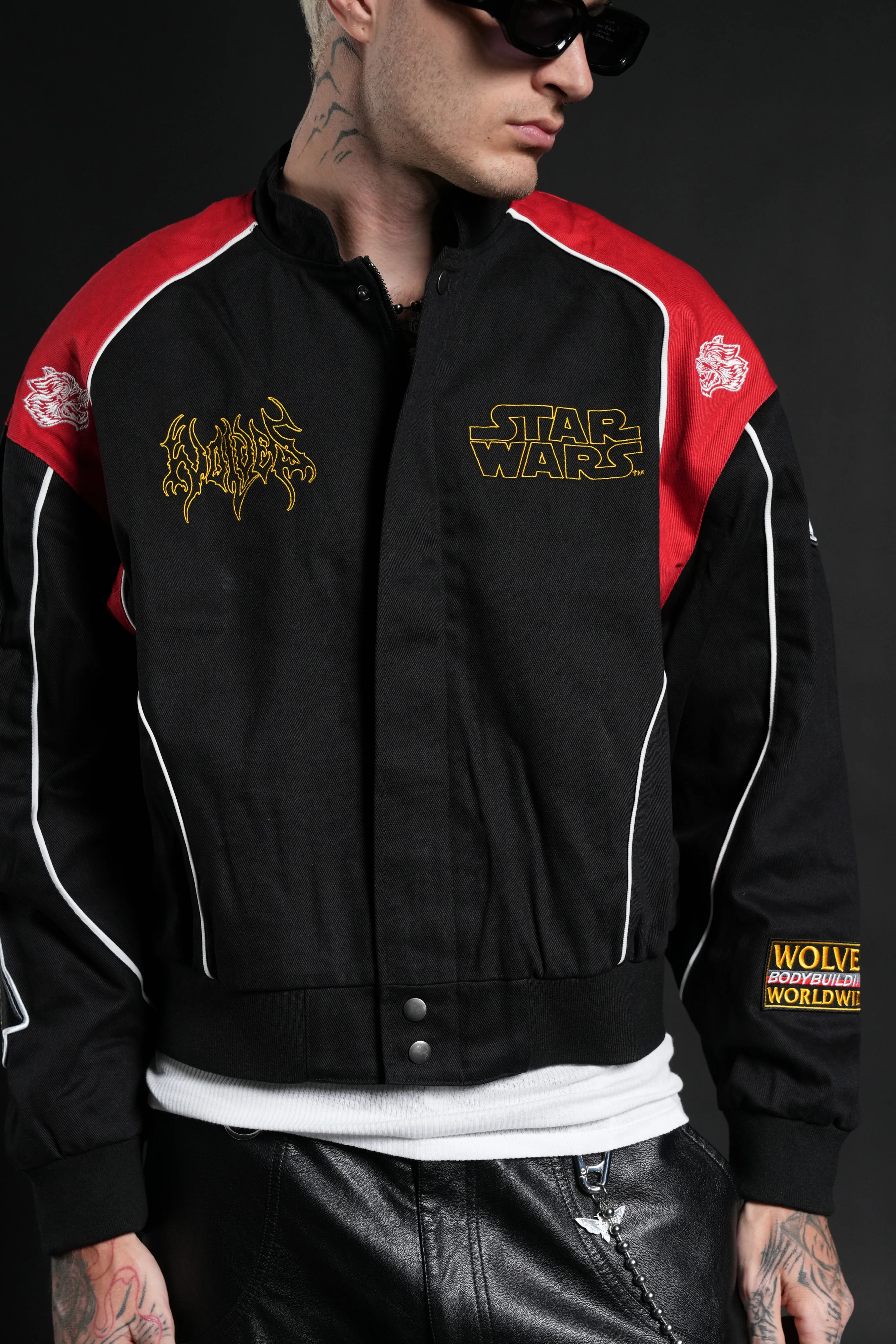 You Underestimate My Power Grit Road Racing Jacket in Black/Red - Image 15