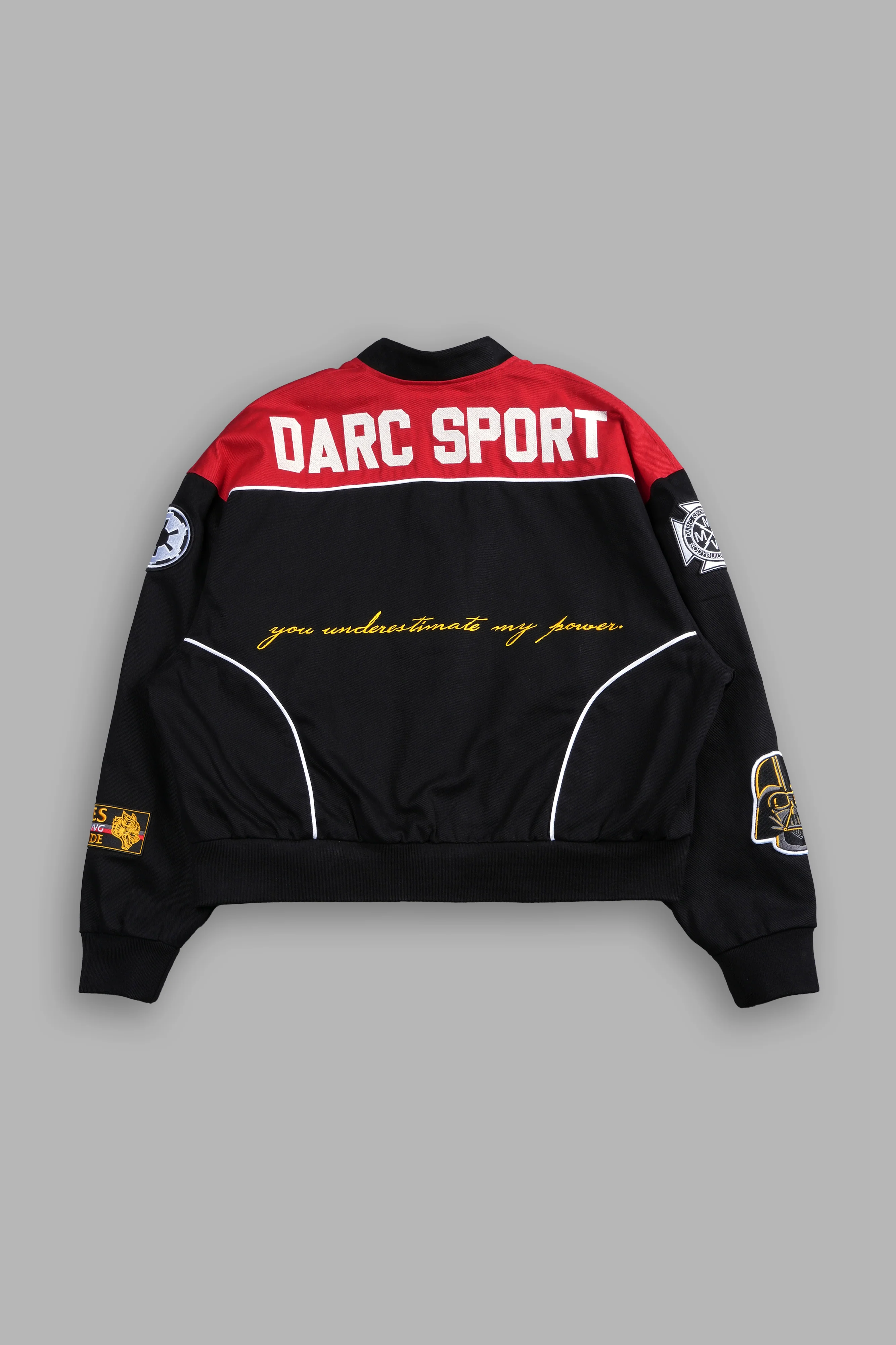 You Underestimate My Power Grit Road Racing Jacket in Black/Red - Image 3