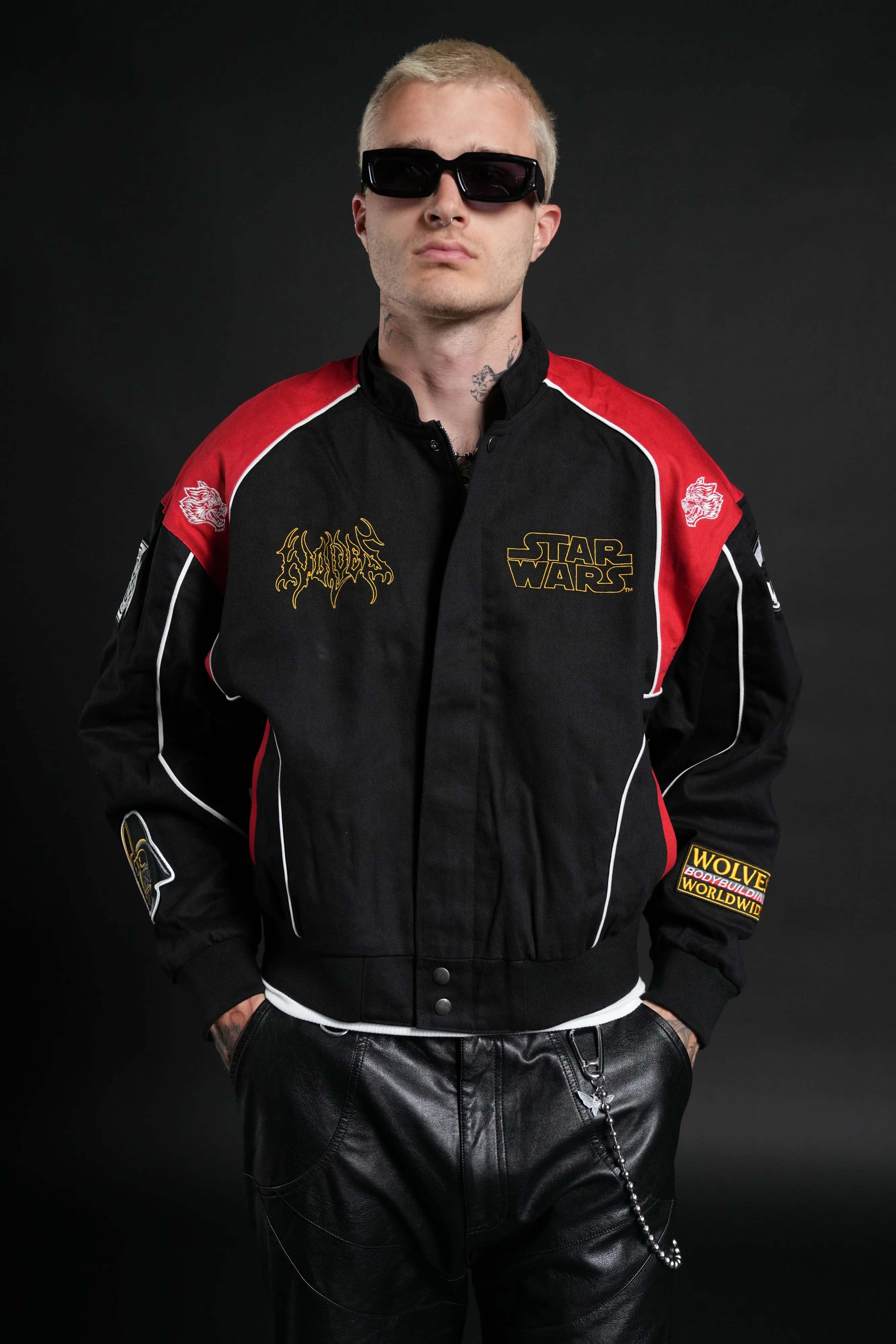 You Underestimate My Power Grit Road Racing Jacket in Black/Red - Image 4