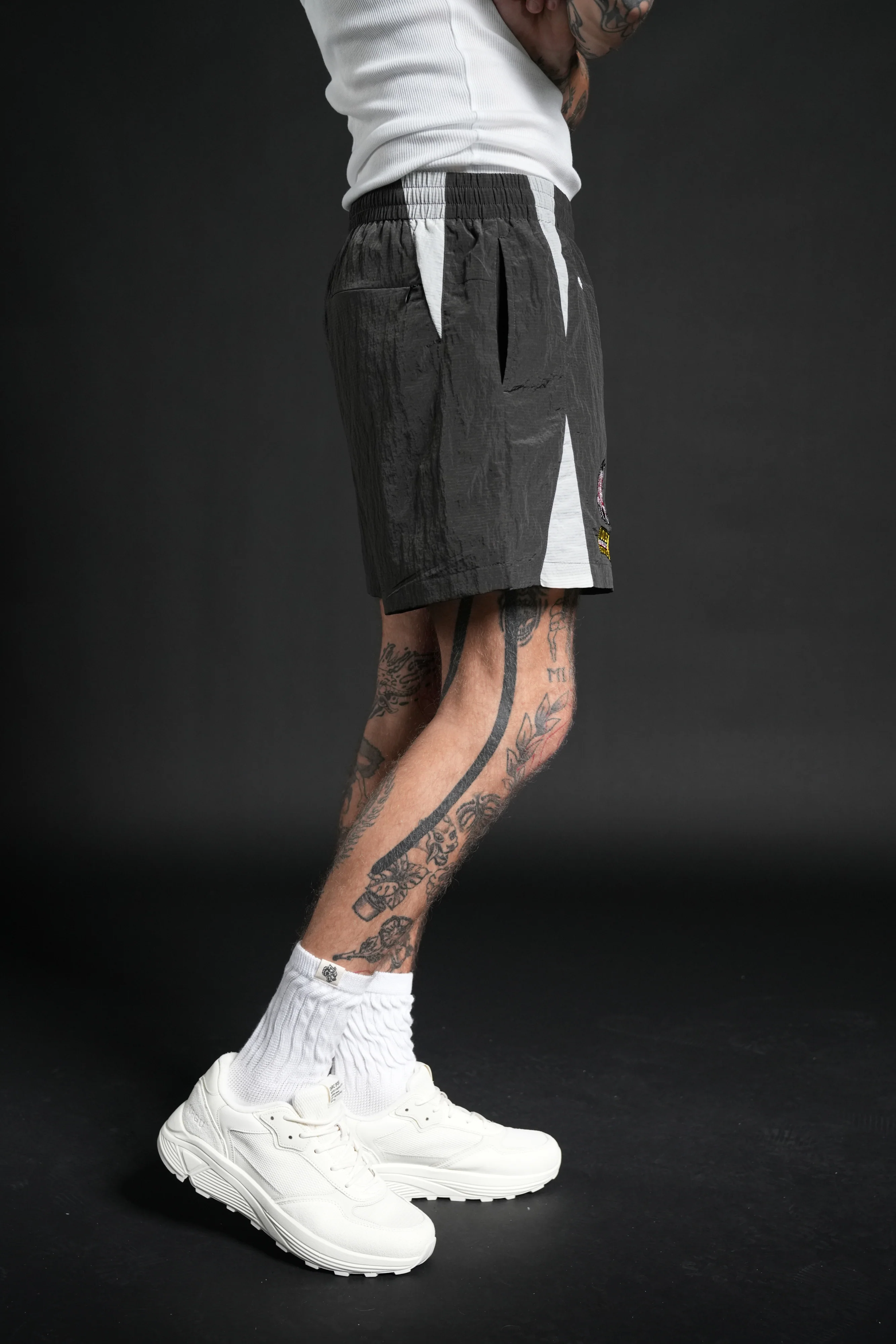 You Underestimate My Power Zdan Shorts in Wolf Gray - Image 5